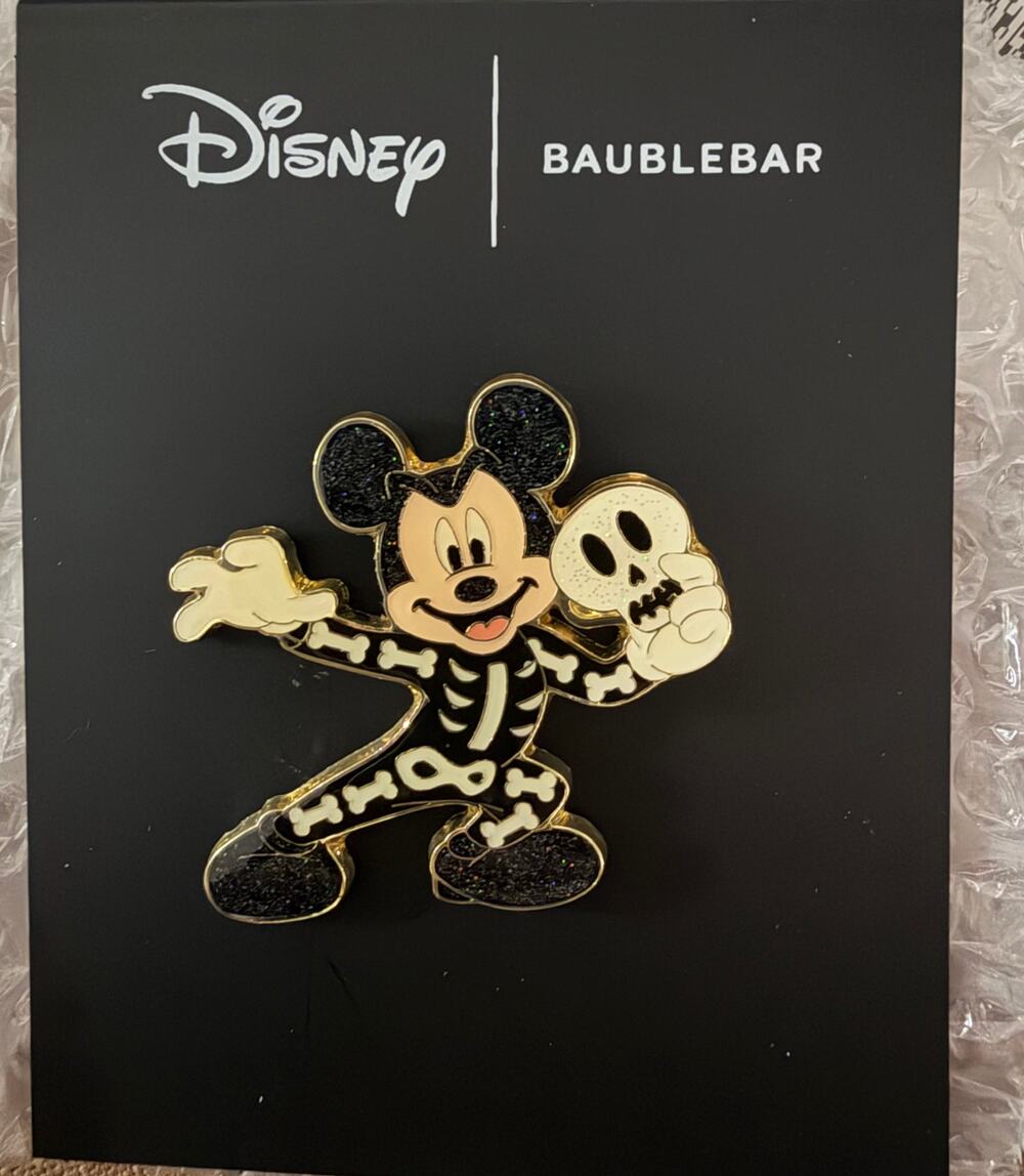 Disney BaubleBar Mickey Mouse Disney Skeleton Costume Pin NEW